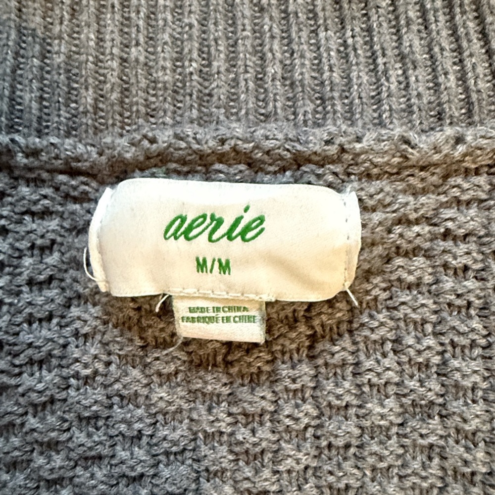 aerie Gray Textured Knit Button-Up Cardigan - Picture 6 of 8